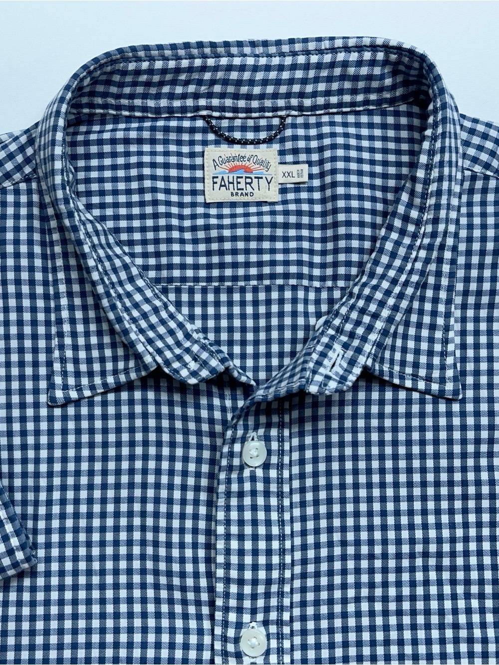 FAHERTY Button Down Shirt Mens Size XXL Long Sleeve Blue Check Huckberry - Picture 10 of 13